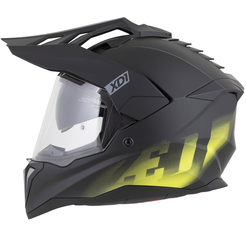 Enduro motorcykelhjelm ZED XD1 mat sort-fluo gul