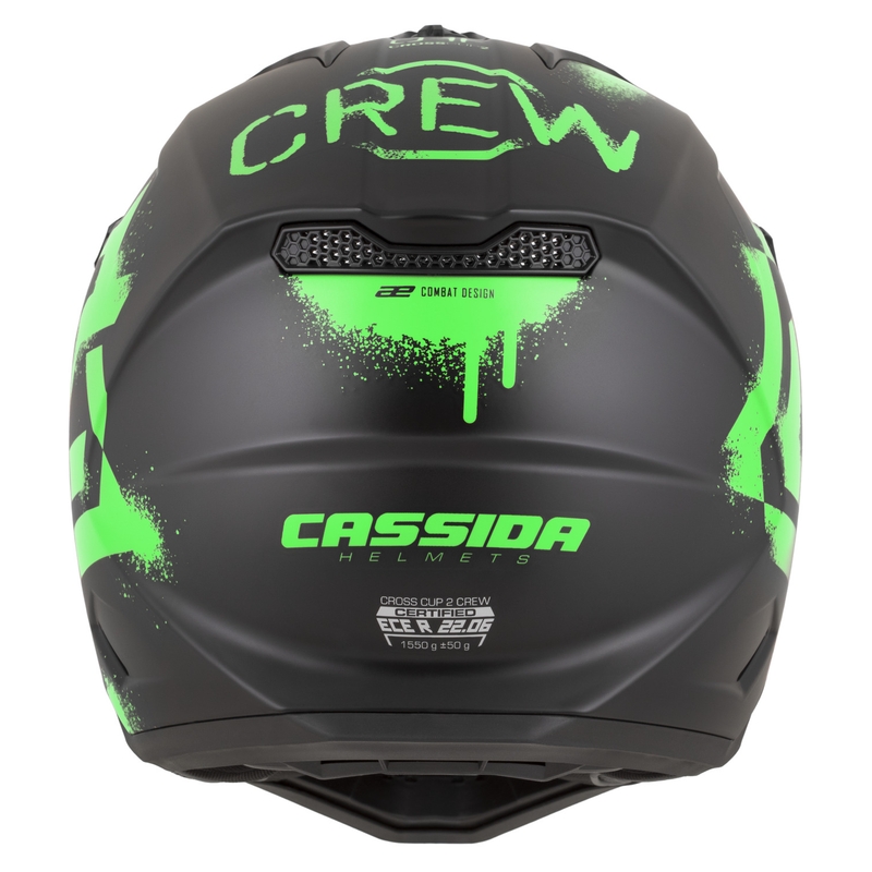 Cassida Cross Cup 2 Crew motocrosshjelm, mat sort-fluo grøn