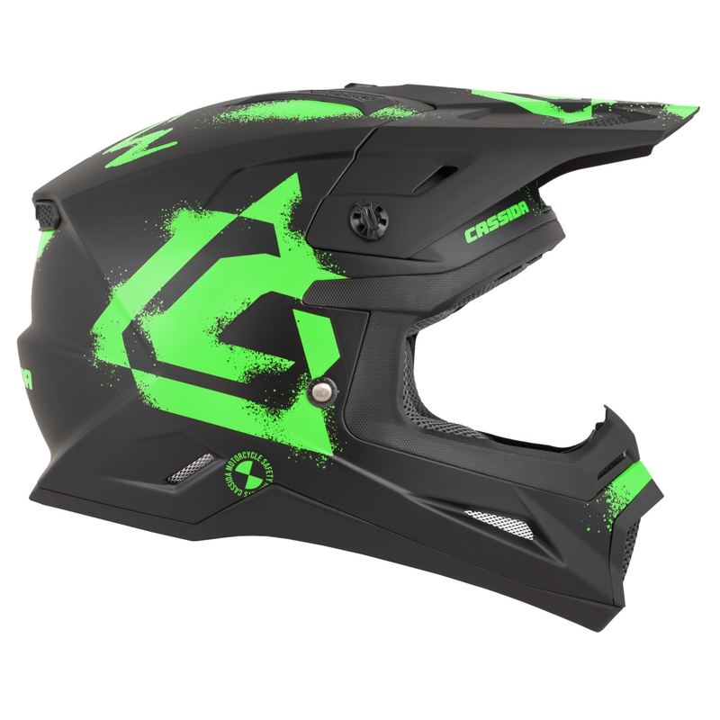 Cassida Cross Cup 2 Crew motocrosshjelm, mat sort-fluo grøn