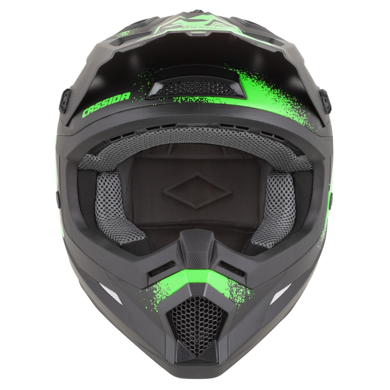 Cassida Cross Cup 2 Crew motocrosshjelm, mat sort-fluo grøn