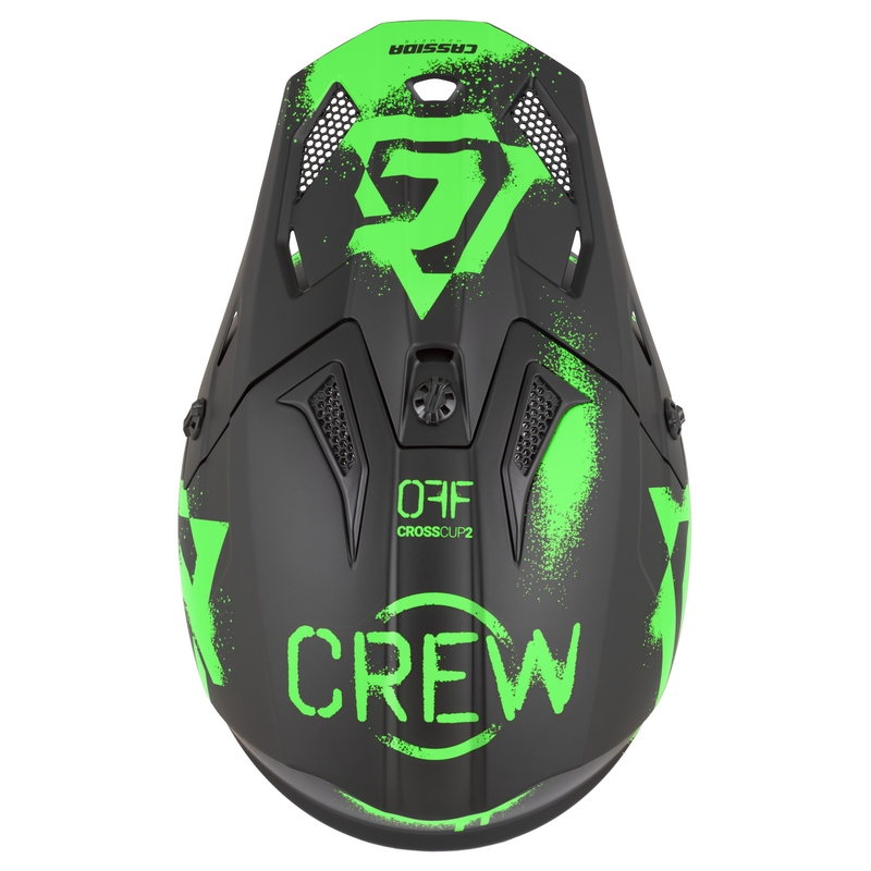 Cassida Cross Cup 2 Crew motocrosshjelm, mat sort-fluo grøn