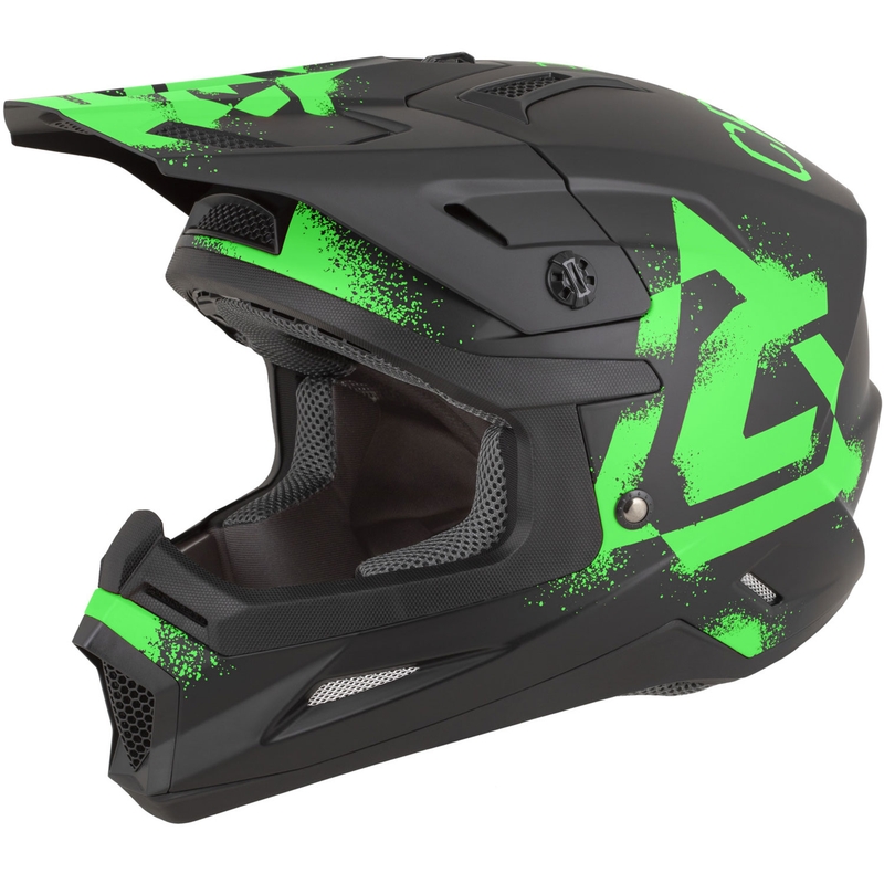 Cassida Cross Cup 2 Crew motocrosshjelm, mat sort-fluo grøn