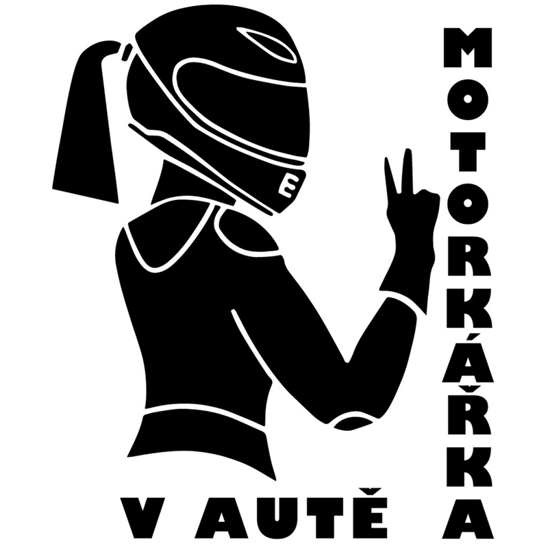 Klistermærke med biker i en bil