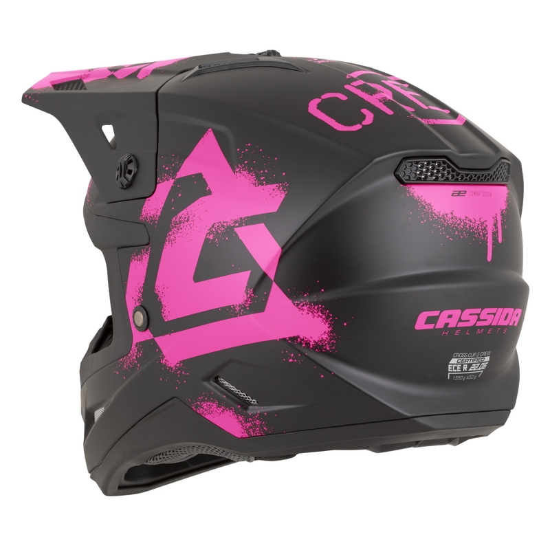 Cassida Cross Cup 2 Crew motocrosshjelm, mat sort-fluoro pink