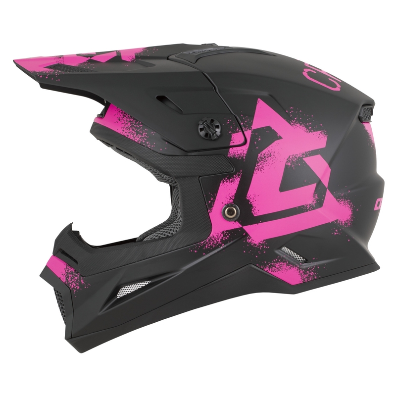 Børne motocross hjelm Cassida Cross Cup 2 Crew Junior mat sort-fluoro pink