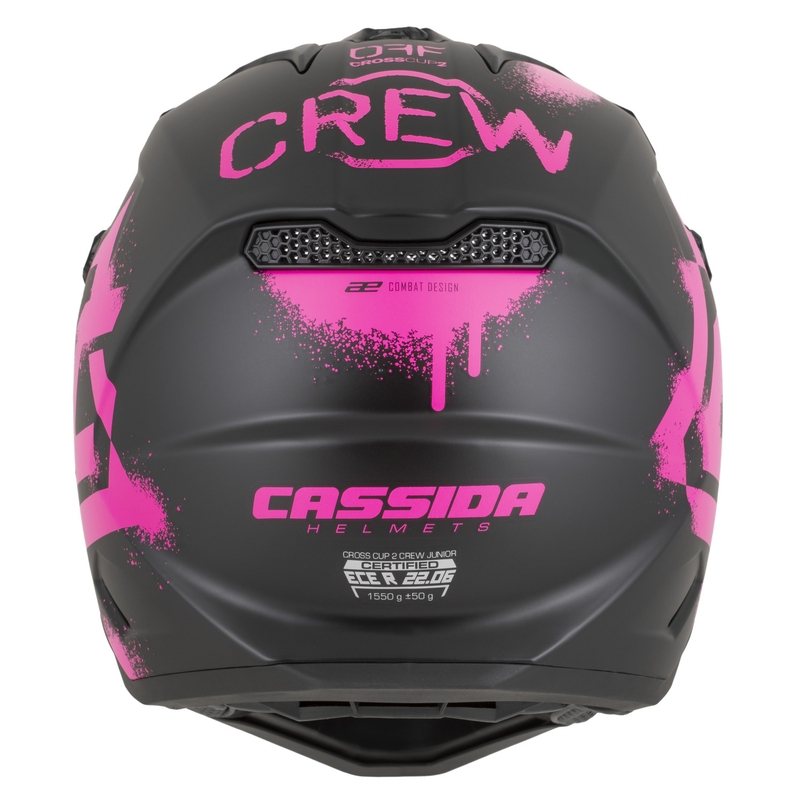Børne motocross hjelm Cassida Cross Cup 2 Crew Junior mat sort-fluoro pink