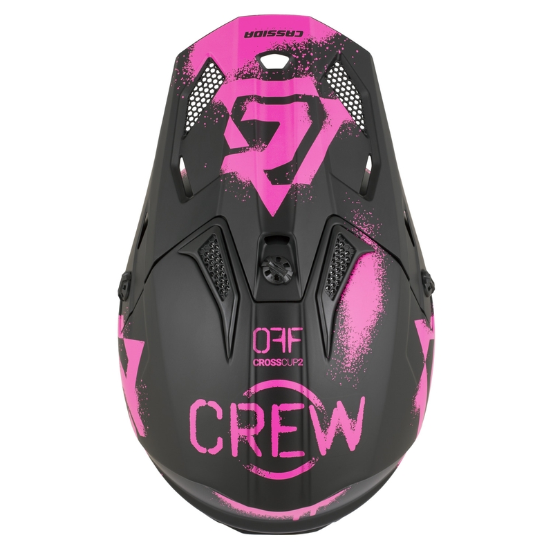 Børne motocross hjelm Cassida Cross Cup 2 Crew Junior mat sort-fluoro pink