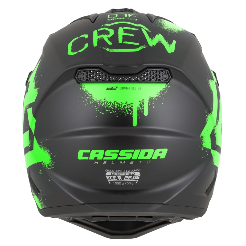 Børne motocross hjelm Cassida Cross Cup 2 Crew Junior mat sort-fluo grøn