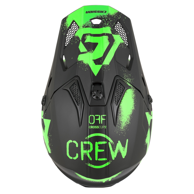 Børne motocross hjelm Cassida Cross Cup 2 Crew Junior mat sort-fluo grøn