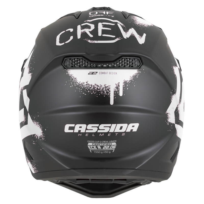Børne motocross hjelm Cassida Cross Cup 2 Crew Junior mat sort-hvid