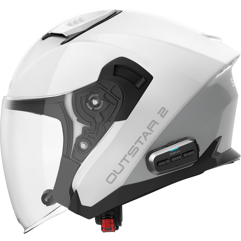 SENA Outstar 2 åben motorcykelhjelm med headset, blank hvid