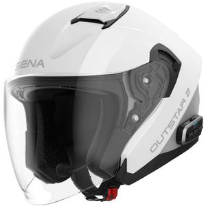 SENA Outstar 2 åben motorcykelhjelm med headset, blank hvid