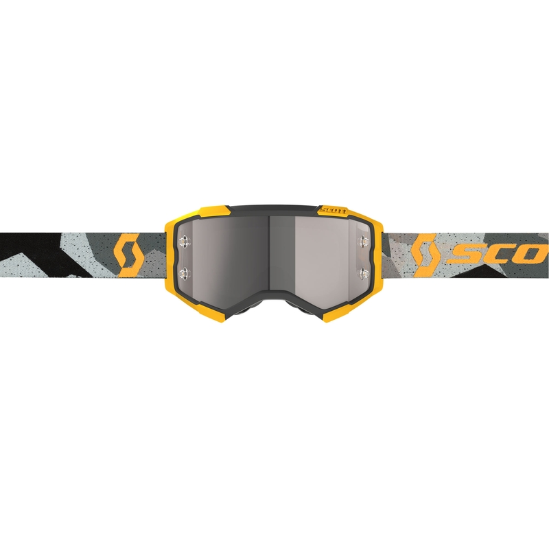 SCOTT Fury CH camo grå-gule motocrossbriller med sølvspejlet plexiglas