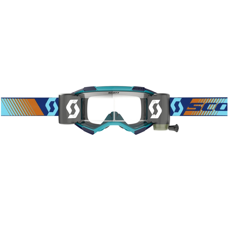 SCOTT Fury WFS motocrossbriller blå-orange med klar plexiglas