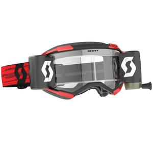 SCOTT Fury WFS motocrossbriller mørkerøde med klar plexiglas