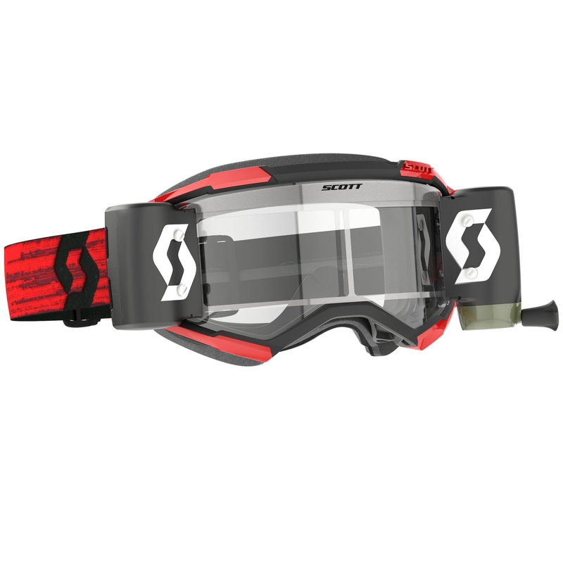 SCOTT Fury WFS motocrossbriller mørkerøde med klar plexiglas