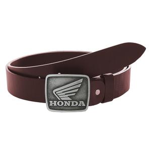 Moto-bælte i læder med brunt Honda-spænde