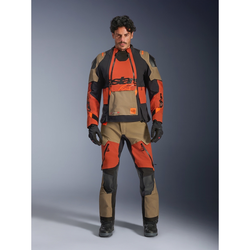 Alpinestars Halo PRO Drystar XF motorcykeljakke lysbrun-mørk orange-sort