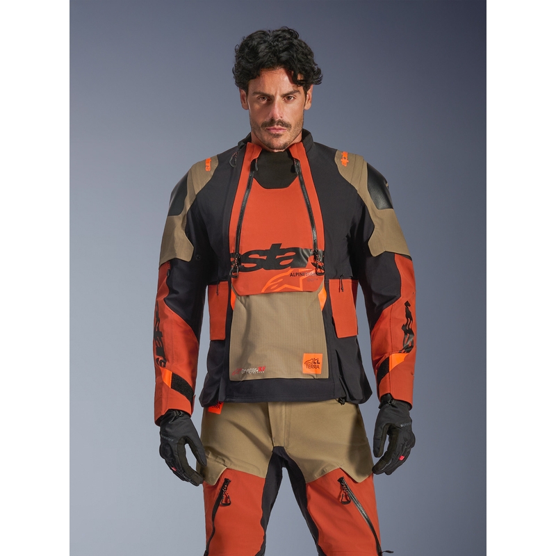 Alpinestars Halo PRO Drystar XF motorcykeljakke lysbrun-mørk orange-sort