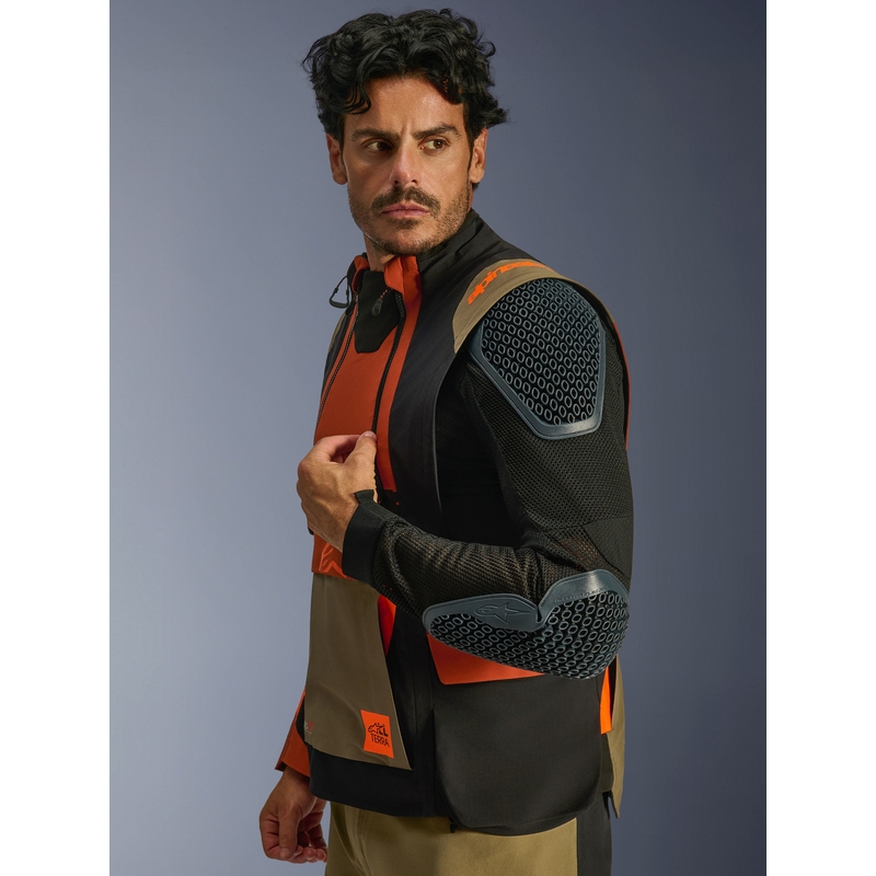 Alpinestars Halo PRO Drystar XF motorcykeljakke lysbrun-mørk orange-sort