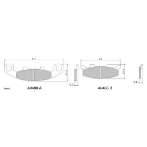 Bremseklodser NISSIN halvmetallisk gummiblanding M501-400 2 stk.
