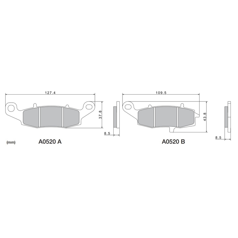 Bremseklodser NISSIN halvmetallisk gummiblanding M501-401 2 stk.