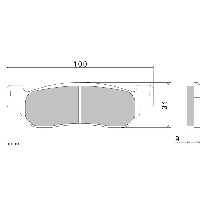 Bremseklodser NISSIN halvmetallisk gummiblanding 100x31x9 mm 2 stk.