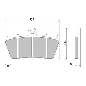 Bremseklodser NISSIN halvmetallisk gummiblanding 81x46x8 mm 2 stk.