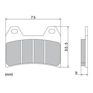 Bremseklodser NISSIN halvmetallisk gummiblanding 76x55,5x9 mm 2 stk.