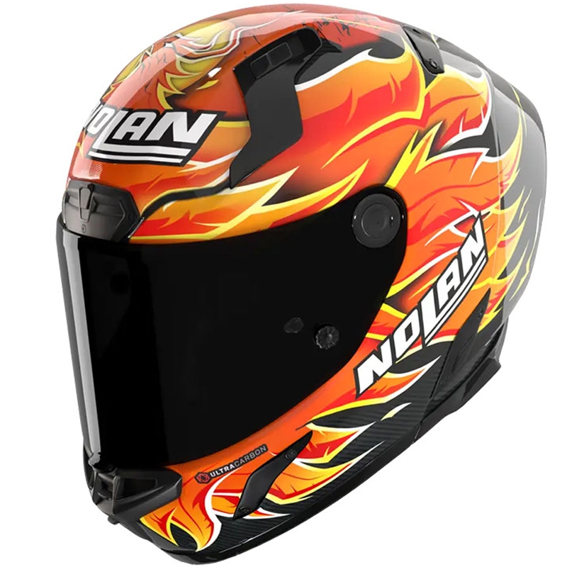 Fullface motorcykelhjelm Nolan X-804 RS Ultra Carbon Replica Iannone 368 sort-rød-orange-gul