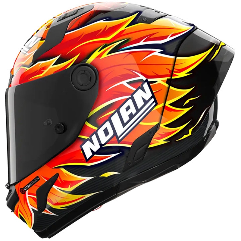 Fullface motorcykelhjelm Nolan X-804 RS Ultra Carbon Replica Iannone 368 sort-rød-orange-gul