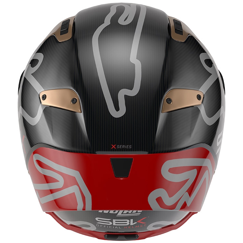 Nolan X-804 RS Ultra Carbon SBK Integralhjelm, Blank Sort-Rød-Guld