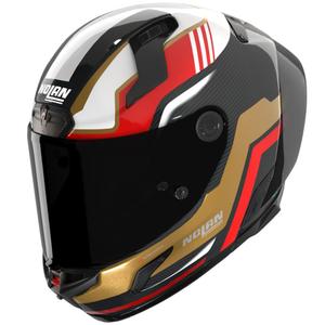Fullface motorcykelhjelm Nolan X-804 RS Ultra Carbon Piega blank sort-guld-rød-grøn