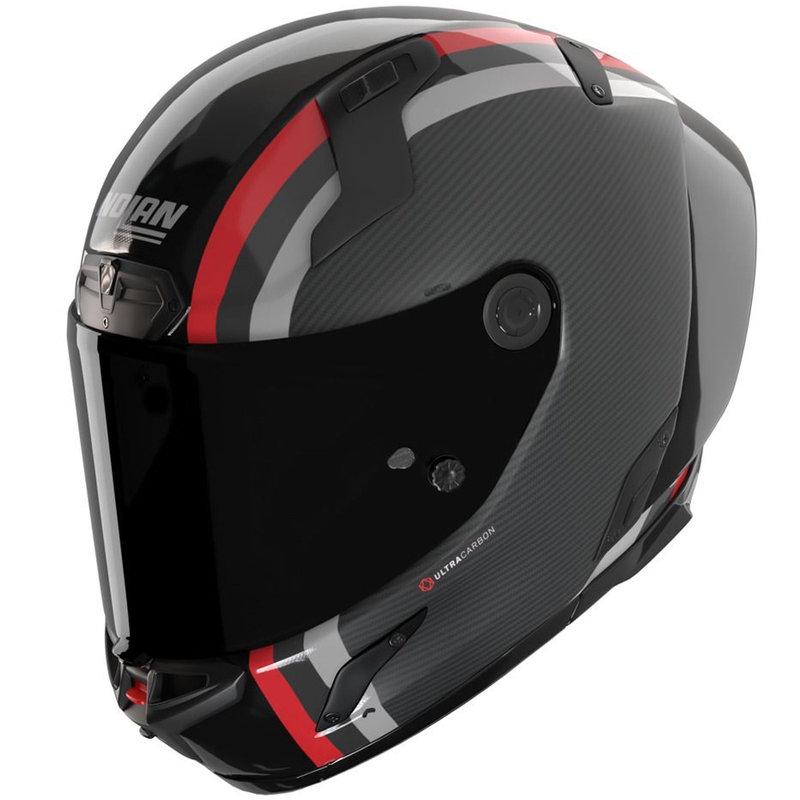 Fullface motorcykelhjelm Nolan X-804 RS Ultra Carbon Gemini 364 blank grå-sort-rød-antracit
