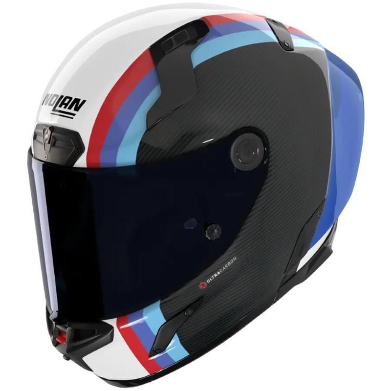 Fullface motorcykelhjelm Nolan X-804 RS Ultra Carbon Gemini 365 blank grå-hvid-blå-rød