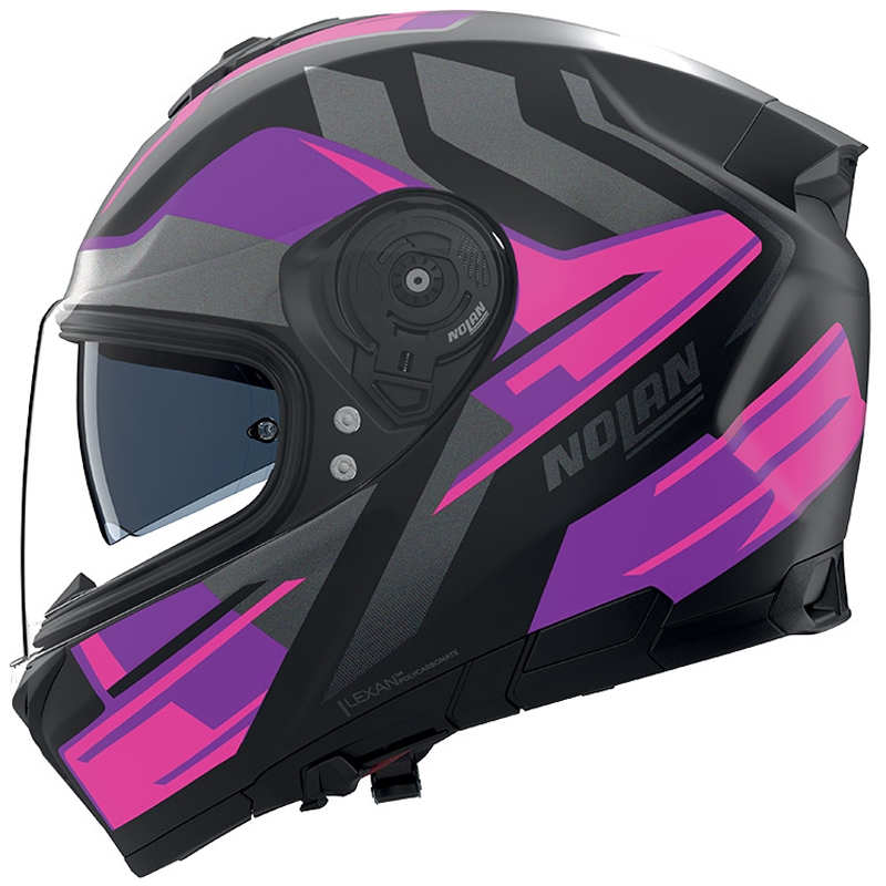 Fullface motorcykelhjelm Nolan N80-8 Trittico 358 mat sort-pink-antracit