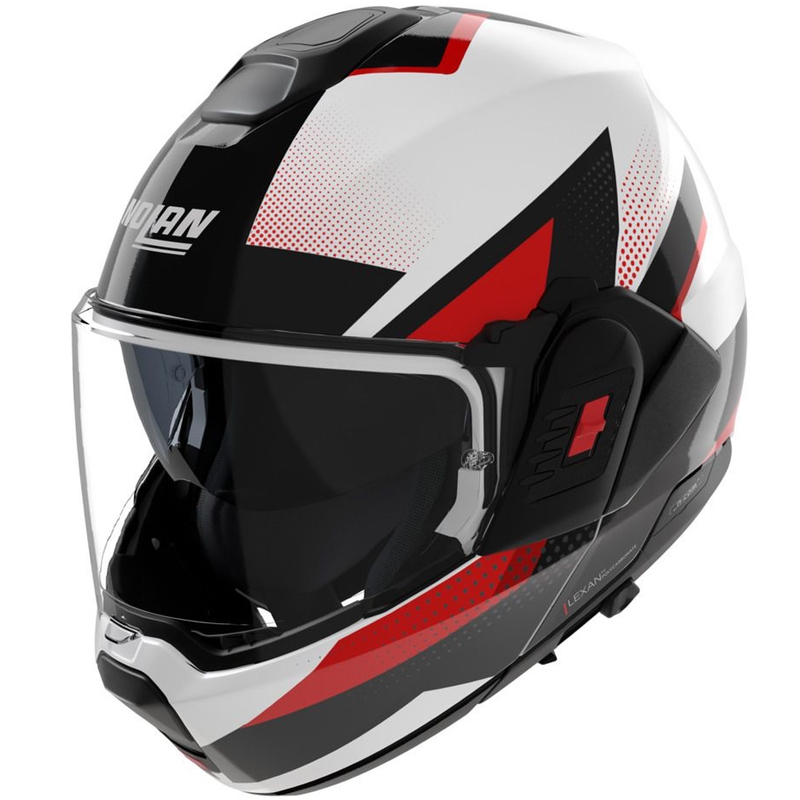 Flip-up motorcykelhjelm Nolan N120-1 Ciclone 363 hvid-sort-rød