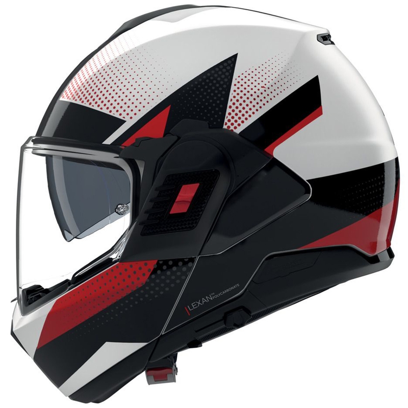 Flip-up motorcykelhjelm Nolan N120-1 Ciclone 363 hvid-sort-rød