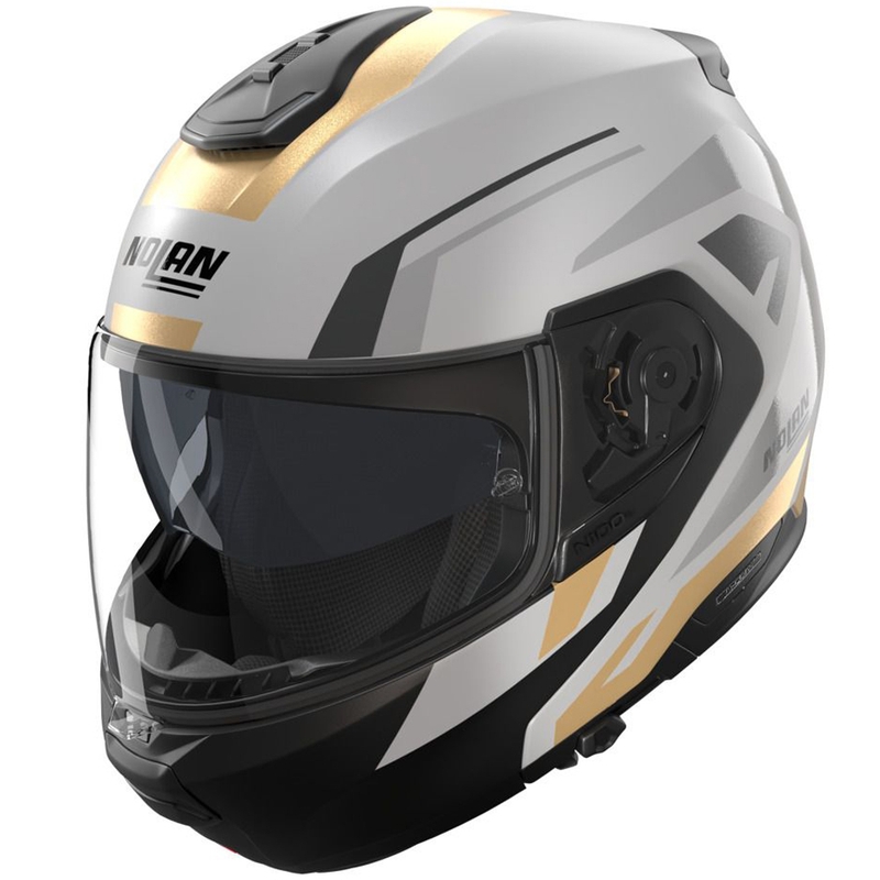 Flip-up motorcykelhjelm Nolan N100-6 Cinetico N-COM 360 mat grå-sort-antracit-guld