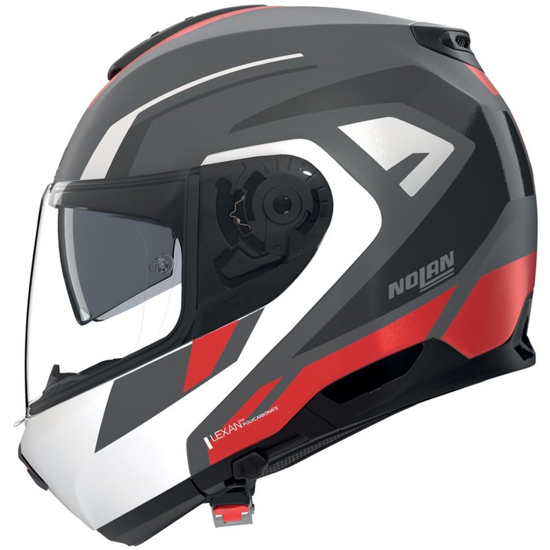 Flip-up motorcykelhjelm Nolan N100-6 Cinetico N-COM 361 mat grå-hvid-rød