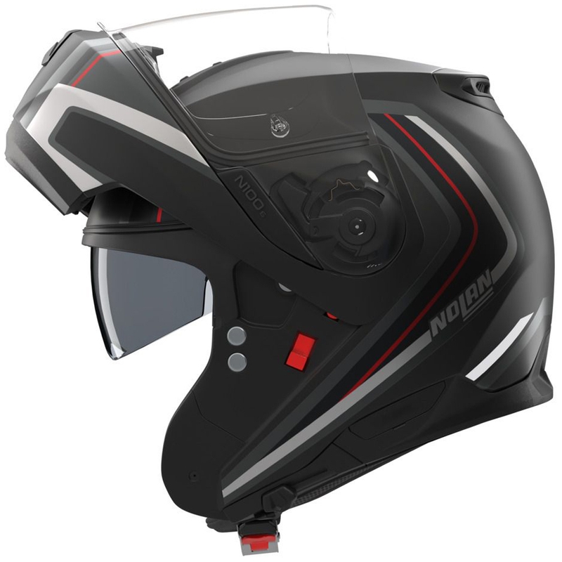 Flip-up motorcykelhjelm Nolan N100-6 Radiante N-com 357 sort-sølv-rød