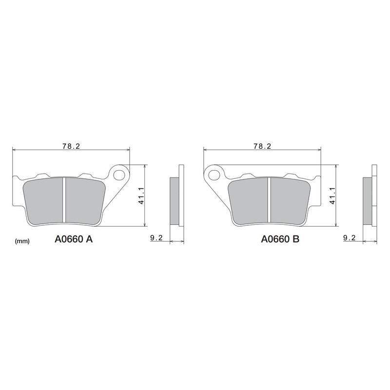Bremseklodser NISSIN halvmetallisk gummiblanding 78,2x41,1x9,2 mm 2 stk.