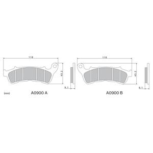 Bremseklodser NISSIN halvmetallisk gummiblanding 118x45,2x9,1 mm 2 stk.