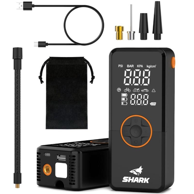 Batterikompressor med powerbank SHARK BP-150 sort