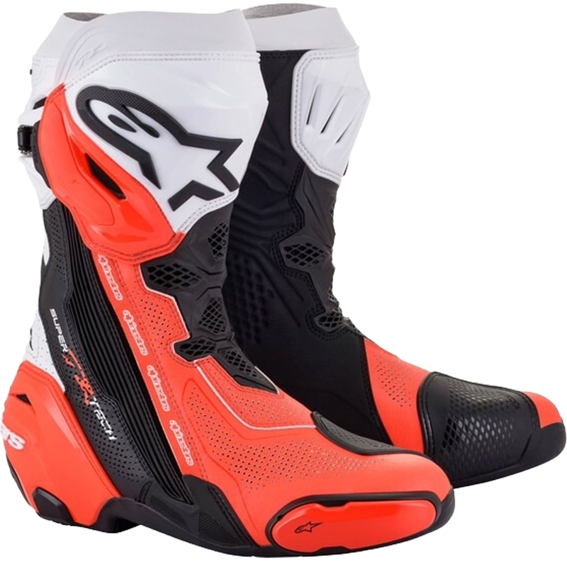 Alpinestars Supertech R Vented Black-White-Fluo Red motorcykelstøvler