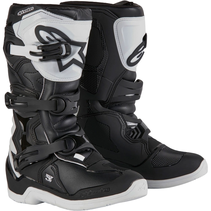 Alpinestars Tech 3S Youth hvide og sorte motorcykelstøvler til børn