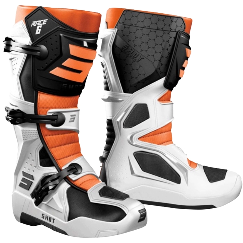 Shot Race 6 motorcykelstøvler hvid-sort-orange