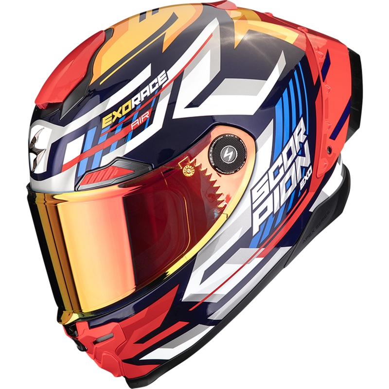 Scorpion EXO-RACE Air Kobra FIM2 fullface motorcykelhjelm blå-gul-rød