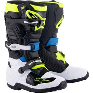 Alpinestars Tech 7 S børne motorcykelstøvler sort-hvid-fluo gul-blå