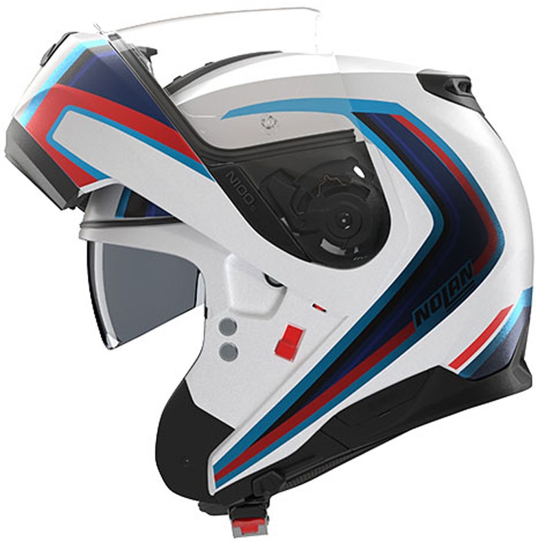 Flip-up motorcykelhjelm Nolan N100-6 Radiante N-COM 358 hvid-grå-blå
